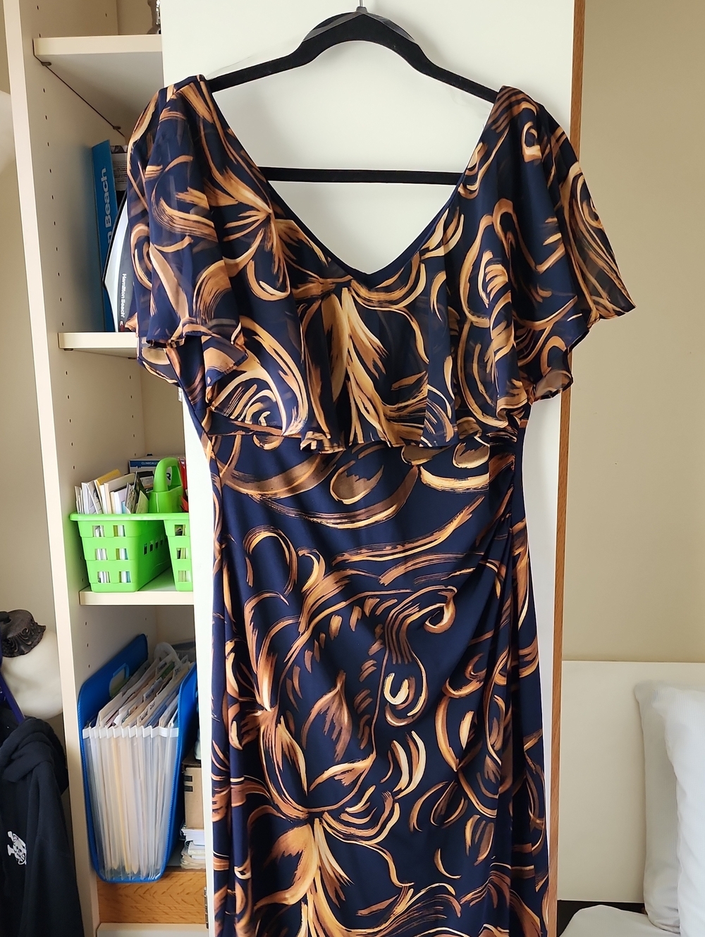 Black & Chestnut Print Dress